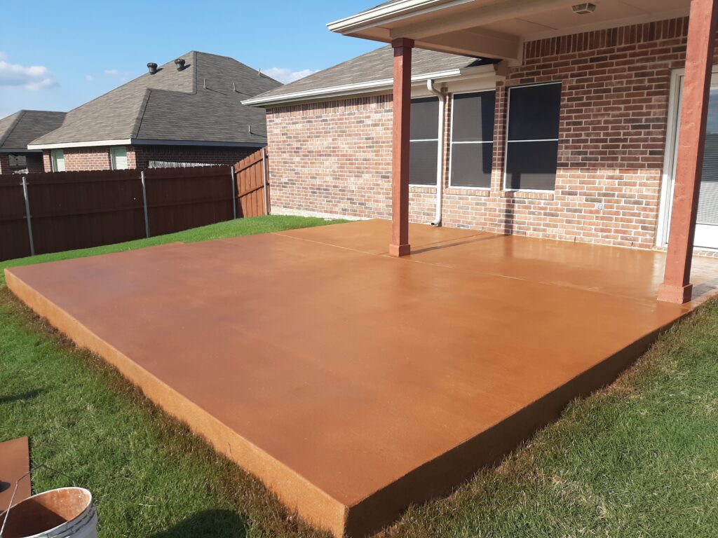 Stained and sealed terra cotta patio