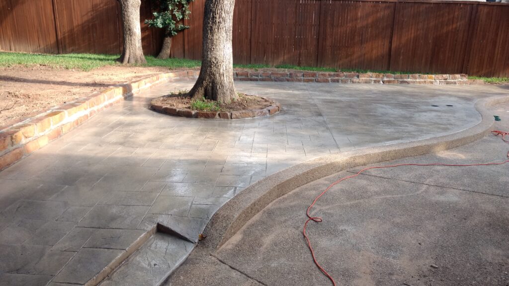 Ashlar slate stamp with Desert Sand staining